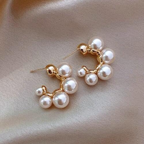 BLIJERYElegant Metal Inlaid Pearl Stud Earrings For Women Fashion Jewelry 2021 New Luxury Wedding Party Girls Unusual Earrings