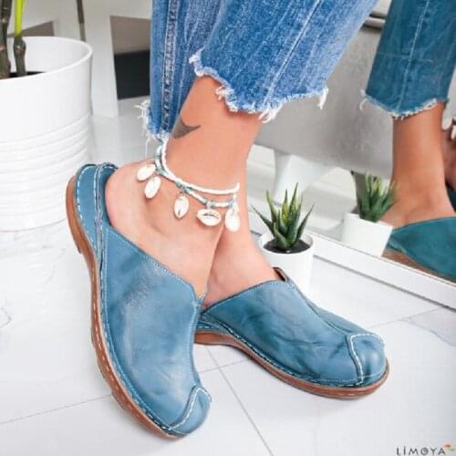 Women Sandals Soft Leather Summer Sandals For Women Slip On Mules 2020 New Shoes Woman Low Heels Sandalias Mujer