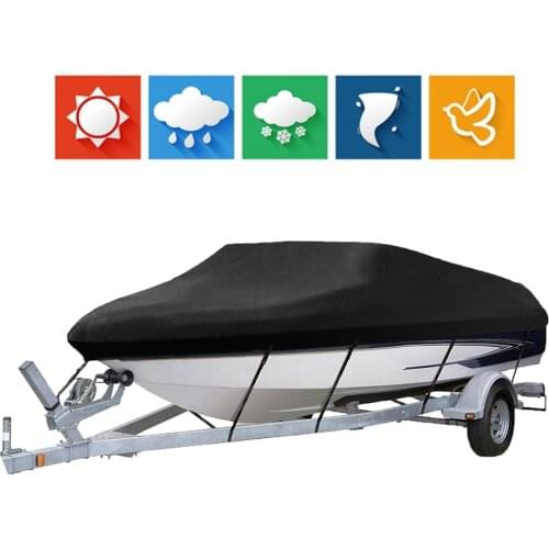 11ft - 22ft Black Blue Grey Trailerable Boat Cover Water Proof Rain Fish-Ski V-Hull Sun UV Protector Speedboat Outdoor Cover D40