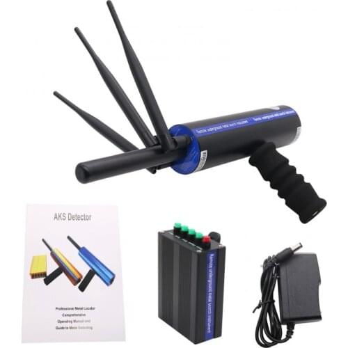Black AKS Long Range Gold Metal Detector Gems Diamond Finder with Three Antennas Handheld Type