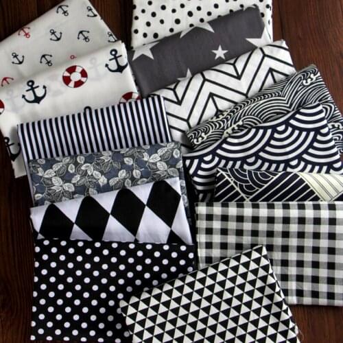 Flower Patchwork Black Series Polyester Cotton Fabric for Tissue Sewing Quilting Fabrics Needlework Material DIY