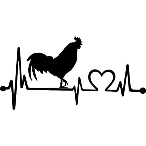 S51012 Various Sizes/Colors Car Stickers Vinyl Decal Farm Rooster Chicken Heartbeat Motorcycle Decorative Accessories Waterproof