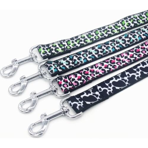 DHK 1'' 25mm Dog Leash Leopard Pattern Personalized High Quality Ribbons Pet leashes E1943