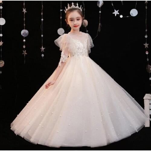 Elegant Lace Pageant Flower Princess Dress Kids Prom Long Dresses Children Holy Communion Gown Party Wedding Evening Prom Dress