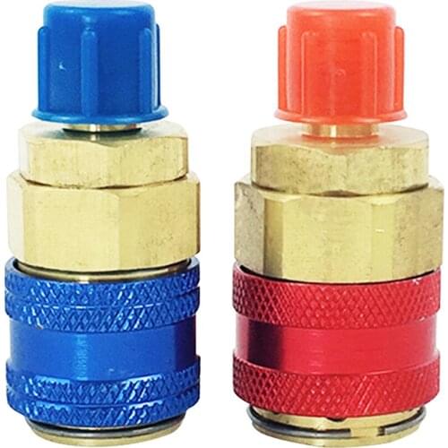 F.reon R134A H/L Auto Car Quick Coupler Connector Brass Adapters Air Conditioning Refrigerant Adjustable AC Manifold Gauge set