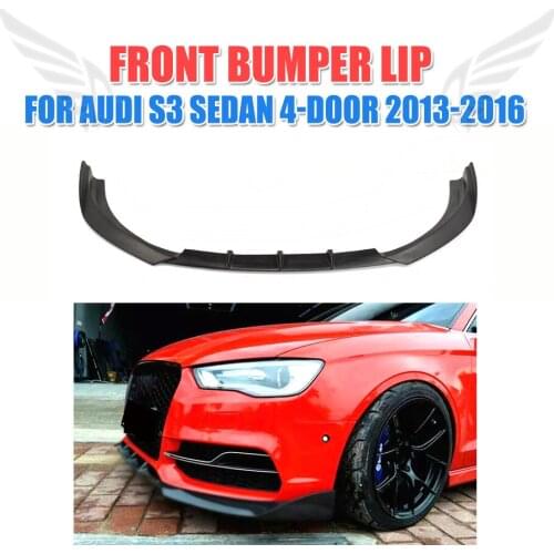 FRP Black Auto Front Bumper Lip Chin Spoiler for Audi S3 Sedan 4-Door 2013 - 2016 Bumper Guard Splitters