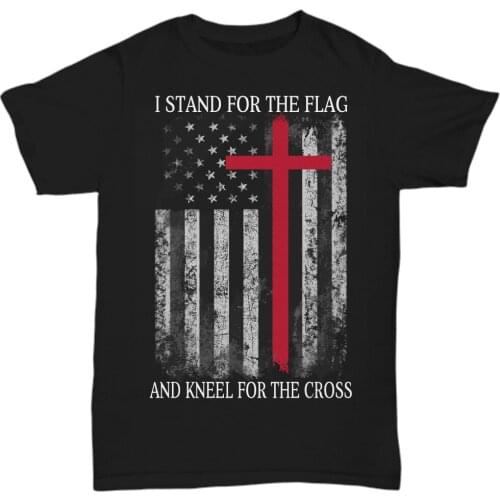 Veterans T-Shirt Military USA Pride Tee Stand For The Flag Kneel For The Cross