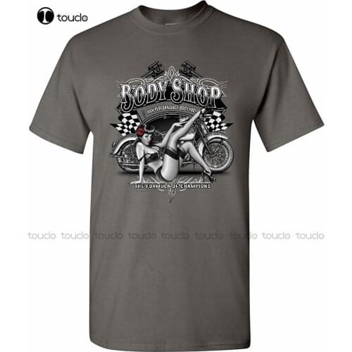Retro Body Shop T-Shirt Chopper Sexy Pin-Up Girl Route 66 Biker Mens Tee Shirt Womens Sweatshirt