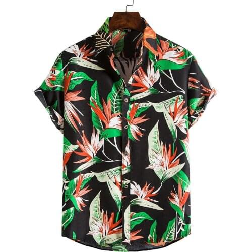 New Summer Hawaiian Shirt Mens Beach Short Sleeve Flowers Shirts For Man Floral Printed camisa hawaiana hombre