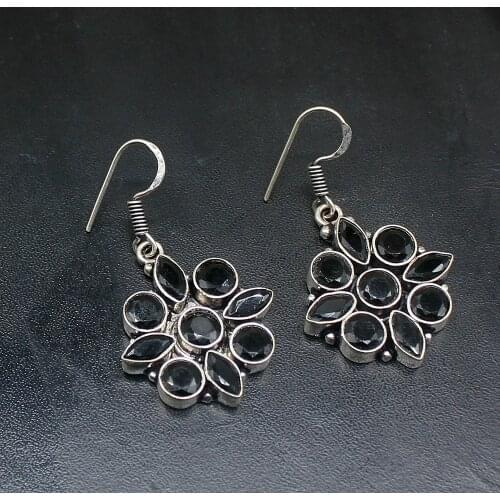 Gemstonefactory Big Promotion 925 Silver Awesome Unique Black Onyx Jewelry Women Ladies Gifts Dangle Drop Earrings 20212108