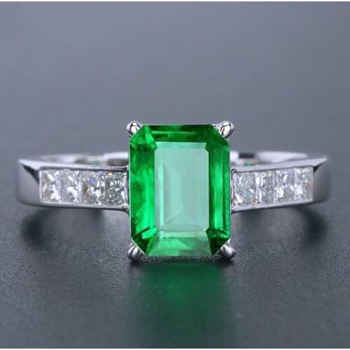 Natural Emerald Rings for Loves Silver 925 Engagement for Couples Vintage Temperament Luxury Jewelry Resizable with Diamonds
