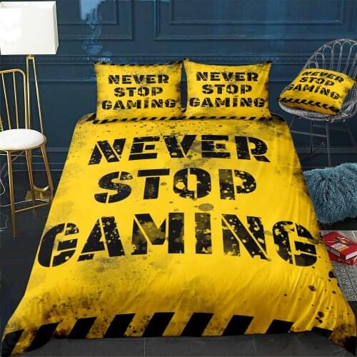 Never stop gaming Duvet Cover Twin/Queen/King Size Luxury Comforter Bedding Set With Pillowcase Home Bed Decora Dropshipping
