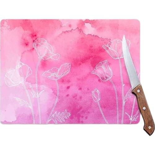 Glass Cutting Board Pink Cloud Looking Heat Resistant Antibacterial Glass Cutting Board Cutting Plate Design Kitchen 20x30 Cm