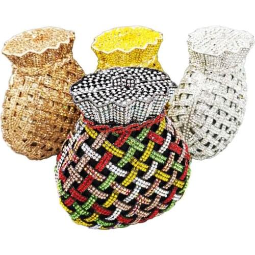 Fashion Yellow Crystal Evening Bags Party Purse Pouch Designer Bridal Wedding Clutch Bags Women Prom Handbags SM43