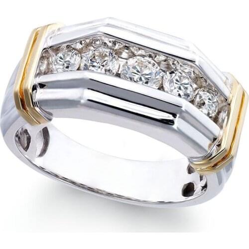 New Two-Color Electronic Platinum Ring Hot Sale Inlaid Zircon Mens Jewelry