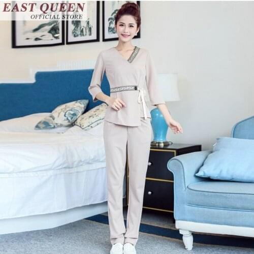 Spa salon beauty work wear nursing suits uniform chinese waiter uniform women 2 piece set top and pants salon beauty FF295 A