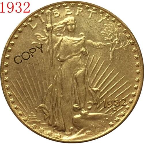 Wholesale Replica 1932 $20 St. Gaudens Coin Copy 100% coper manufacturing gold-plated