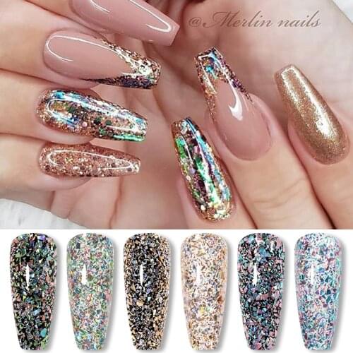 Holographics Nail Glitter Powder Shinning Sparkly Nail Sequins Paillette Pigment Flakes Dust DIY Nail Art Decorations