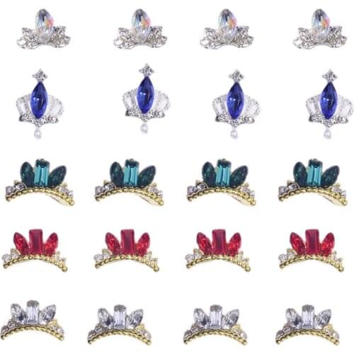 Nail Rhinestone Charms 10pcs 3D Jewelry An Crown Shaped Nail Art Decoration Deluxe Alloy Jewelry Glitter Rhinestone-HJE402-406