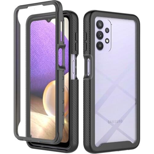 Heavy Duty Protection Shockproof Case For Samsung Galaxy A32 5G Soft TPU + PET Front Film Transparent Acrylic Hard PC Back Cover