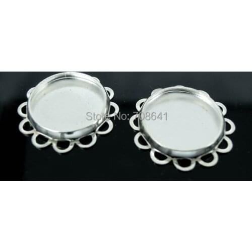 Blank Round Double Bezel Trays Pad Bases Settings Resin Cabochon DIY Findings for Floating Charm Lockets Making Silver Plated