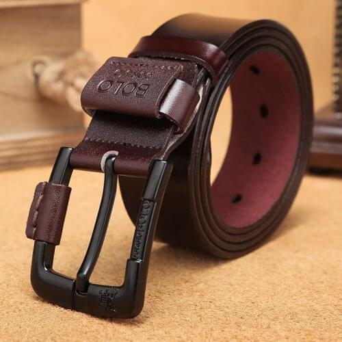 Men Causal High Quality Genuine Leather Belt Men New Fashion Simple Classic Vintage Style Pin Buckle Male Belt 90-125cm