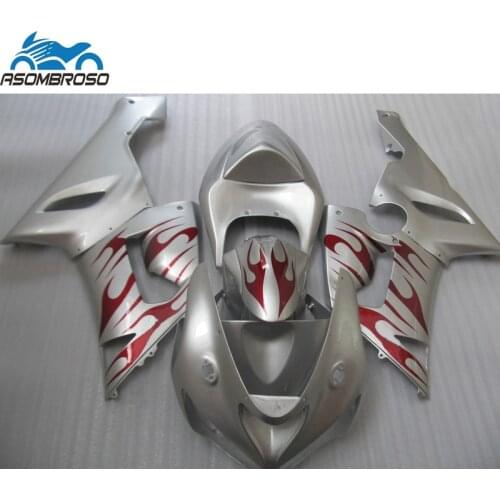 Lowest Price Motorcycle Bodyparts Plastic for Kawasaki Ninja ZX6R fairing kit 2005 2006 silver red fairing set zx6r 05 06 BN61