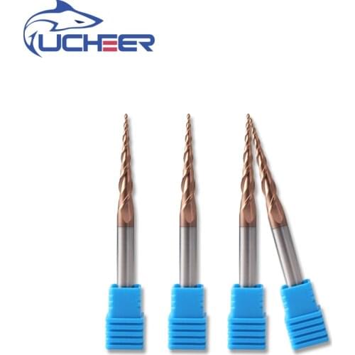 UCHEER 1pc/set 3.175mm Taper Ball Nose End Mill Tungsten solid carbide Coated cone cnc milling cutter woodworking engraving bit