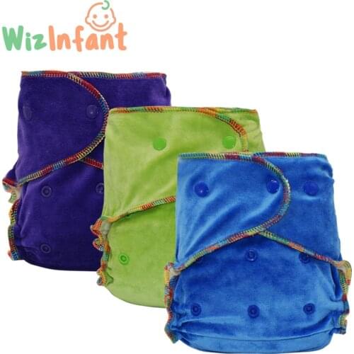 Wizinfant 3pcs/lot Bamboo Velour Fitted Cloth Diaper Eco-Friendly Reusable Heavy Wetter AI2 Baby AIO Diaper Washable