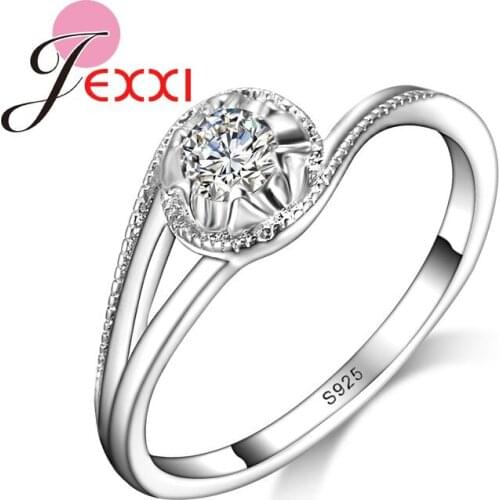 Elegant Wedding Rings For Women 925 Sterling Silver Anillos Fashionable Jewelry With Shiny CZ Rose Design Nice Gifts