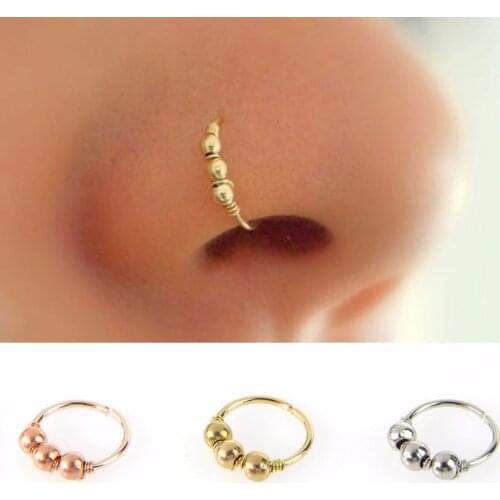 1pc Round Beads Nose Ring Eyebrow Cartilage Tragus Septum Helix Lip Ear Cuff Nostril Hoop Ear Bone Nails Body Piercing Jewelry