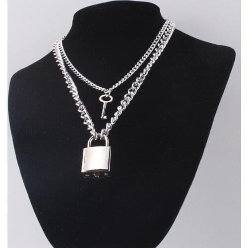 12Pcs/lot Punk Style Lock Key Accessory Pendant Rock and Hip-hop Trend Pendant Necklace