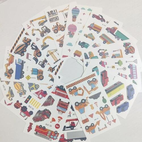 15pc Children Temporary Tatoo Sticker Waterproof Tattoo Cartoons Car Fire Truck Excavator Hand Foot Tatouage Birthday Gift