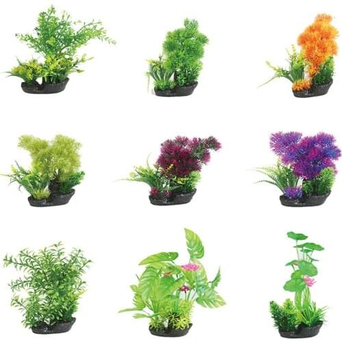 15kinds 20cm High Artificial Plants Simulation Aquarium Fish Tank Decoration,colorful Landscape Bonsai Potted Plant Grass flower