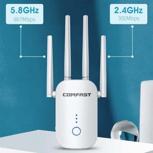 2.4Ghz & 5GHz Wifi Repeater AC1200 Wifi Range Extender 1200Mbps Wi-Fi long range Amplifier Wireless Router Network Wi fi Booster