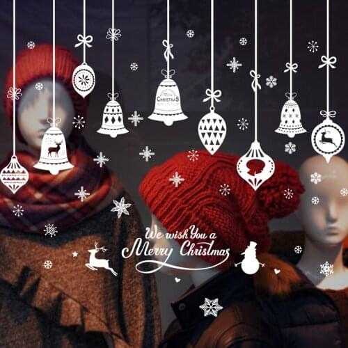 2021 Christmas Bells Shop Window Glass Doors and Windows Stickers Christmas Decorations Wall Stickers Waterproof Posters