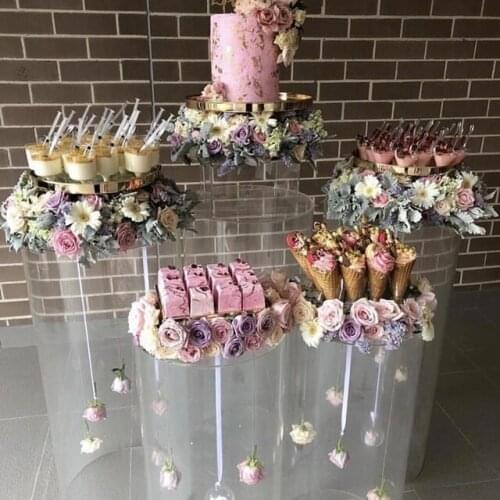 5pcs/set) Antique clear Cake Stand Round Cupcake Stands Wedding Birthday Party Dessert Cupcake Pedestal Plate event Decor 337