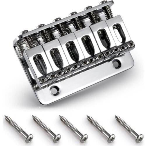6 Saddle Hardtail Bridge Top Load 65mm Electric Guitar Bridge with 5Pcs Screws Heavy Guitar Accessories
