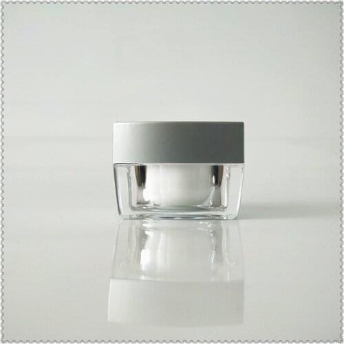 30G acrylic square shape plastic jar pot tin bottl for eye serum/day night cream/mask essence/moisturizer/gel cosmetic packing