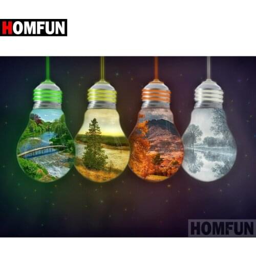 HOMFUN Full Diamond Embroidery Diy 5D Diamond Painting Cross Stitch "Four seasons light" Full Drill Home Room Decor A07762