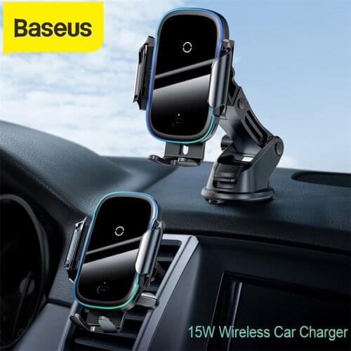 Baseus 15W Qi Car Wireless Charger Dual Mode Intelligent Infrared Fast Wireless Charging Car Mount for Air Car Phone Holder
