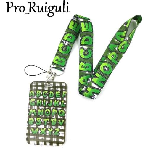 Green Lattice Alphabet Key lanyard Car KeyChain ID Card Pass Gym Mobile Phone Badge Kids Key Ring Holder Jewelry Decorations