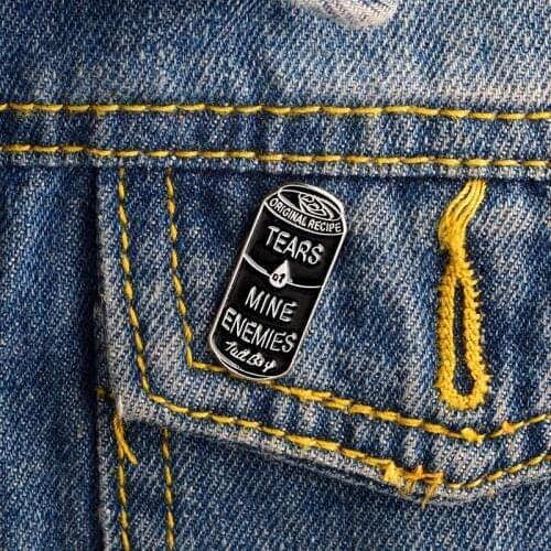 Tears of mine enemies Brooch Black Cans Pin Denim Shirt Collar Lapel Pin Buckle Badge Gothic Jewelry for Kids Girls Boys