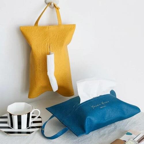 Bedroom Living Room Drawer Paper Box Creative Personality Cute Car Hanging Leather Tissue Cover Home Decoration Products Ins