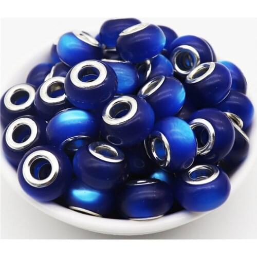 10pcs New Cat Eye Beads 5mm Large Hole Round Loose Murano Spacer Beads fit Pandora Bracelet Chain Necklaces DIY Jewelry Women