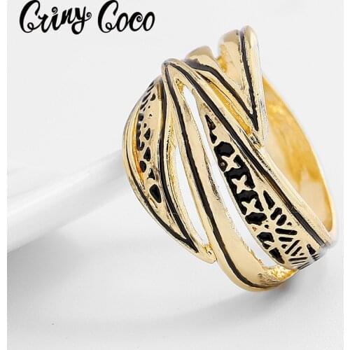 Cring Coco Black Rings Ladies Enamel Metal Pearl Wholesale Fashion Jewelry 2020 Designer Hawaii Polynesian Ring for Women Girls