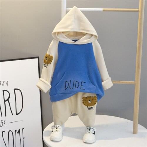 Baby Girls Boys Spring Autumn Cartoon Casual Clothes Kids Patchwork Hoodies Pants 2Pcs/Sets Children Fashion Cotton Tracksuit