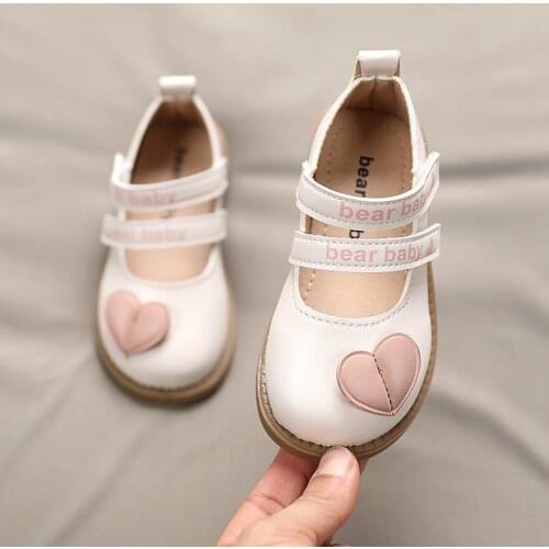 Childrens Leather Shoes 2021 Autum Kids Flats Casual Shoes Soft Girl Princess Dance Shoes Cute Love Non-slip Wild Baby Footwear