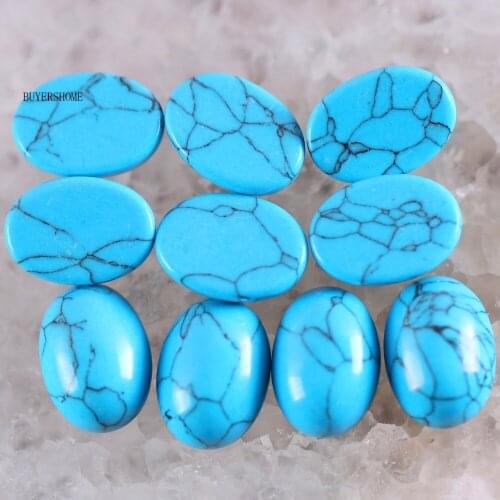 For Jewelry Making Pendant Bracelet Earrings 15x20MM Oval Natural Stone Beads Blue Howlite CAB Cabochon 5Pcs K1502