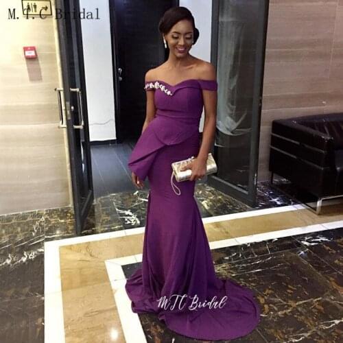 Purple Bridesmaid Dresses Long Wholesale 2019 Off The Shoulder Mermaid Maid Of Honor Dresses For Wedding Customize